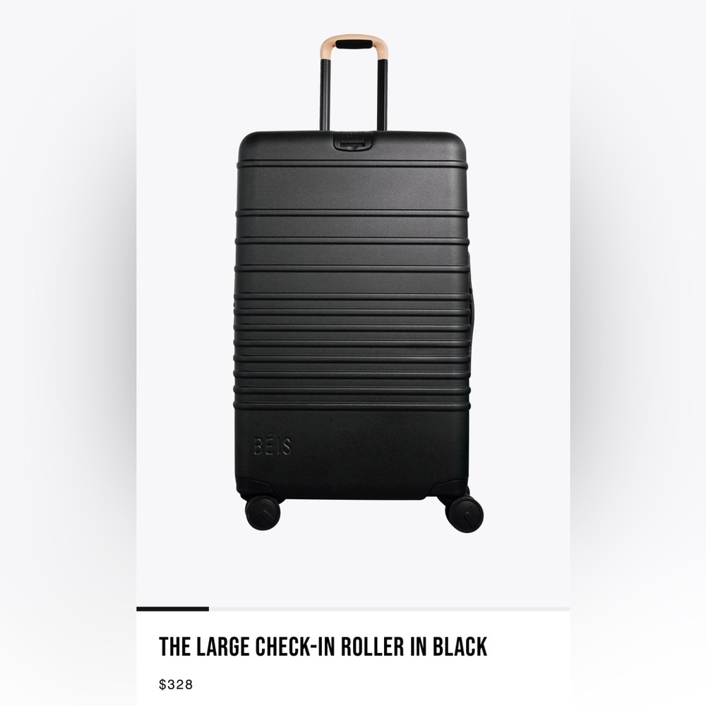 BEIS Large Check-In Roller Luggage in Matte Black (NWT)